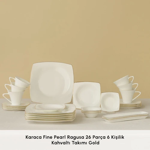 Karaca Fine Pearl Ragusa 26 Parça 6 Kişilik Kahvaltı Takımı Gold