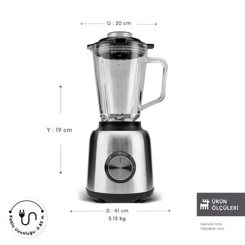 Karaca İnox 1.5 Lt Cam Hazneli Smoothie Blender