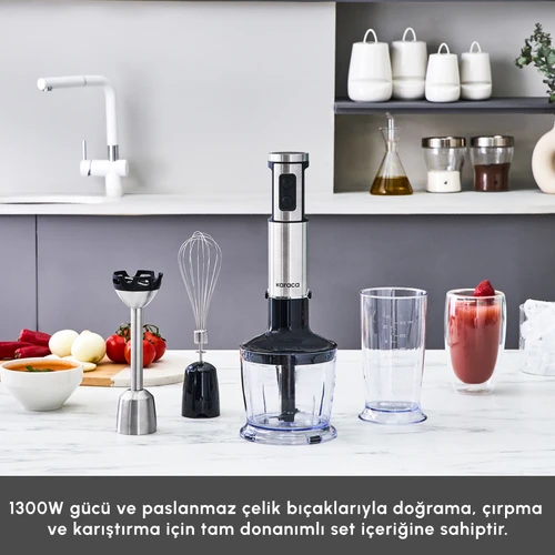 Karaca Inox Quick Mix Hız Ayarlı 1300W El Blender Set - 9637B