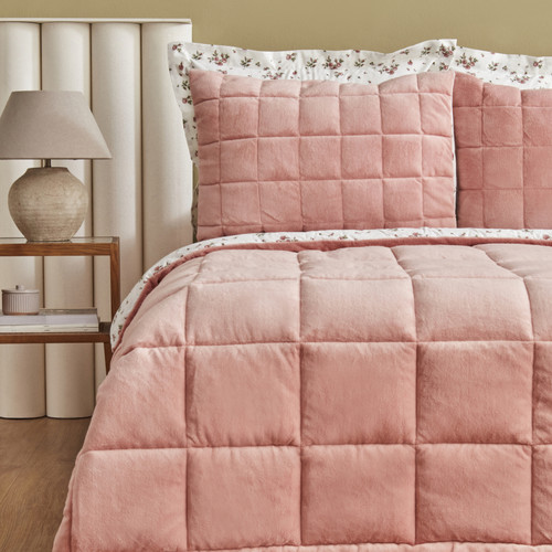 Karaca Home Lorrie Çift Kişilik Baskılı Tedy Comfort Set Pudra 