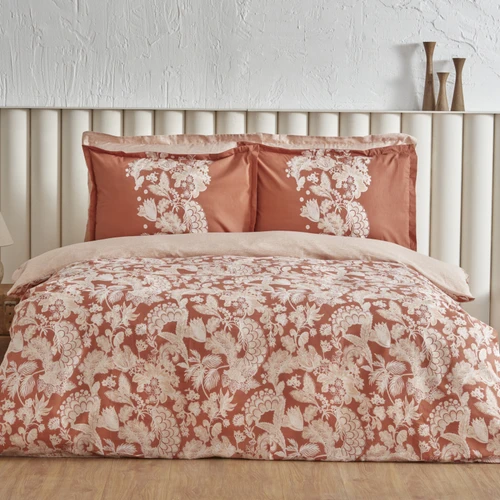 Karaca Home Patrisa %100 Pamuk Çift Kişilik Nevresim Takımı Terracota