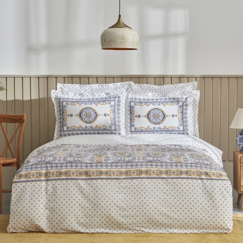 Karaca Home Aprika %100 Pamuk Çift Kişilik Nevresim Takımı Mavi