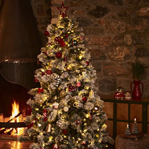 Karaca Home New Year Yılbaşı Işıklı Karlı Yılbaşı Çam Ağacı 210 Cm