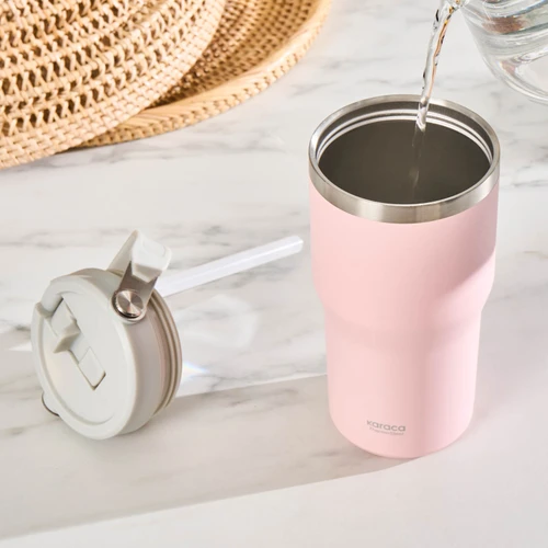 Karaca Star Ice Pipetli Çelik Sızdırmaz Termos Pembe 550 ml