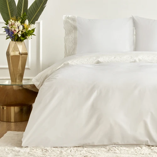 Karaca Home White Collection Acadia Percale Çift Kişilik Nevresim Takımı Dantelli Beyaz