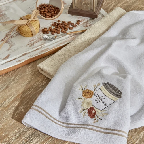 Karaca Home Coffee %100 Pamuk 2 Parça  Mutfak Havlusu Bej 40x60 Cm 