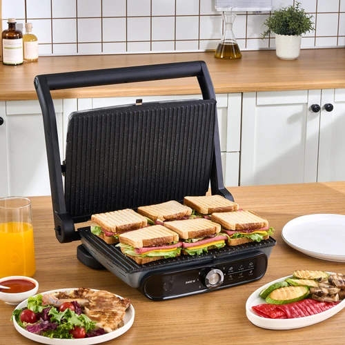 Karaca Gastro Grill Pro 2400W Izgara ve Tost Makinesi Antrasit 6 Dilim Kapasiteli