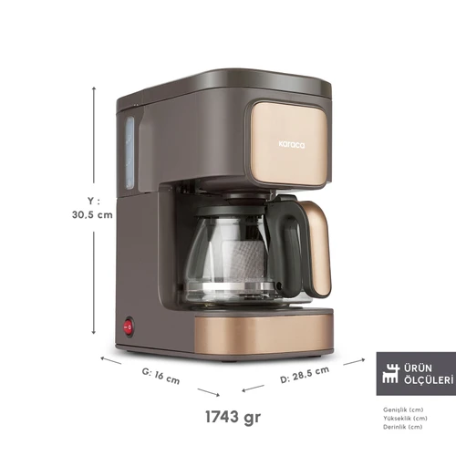 Karaca Just Coffee Aroma 2 in 1 Filtre Kahve Makinesi Walnut Brown