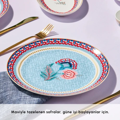Karaca Forever Bone Spello 26 Parça 6 Kişilik Kahvaltı Takımı Blue