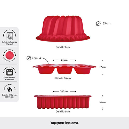 Karaca Nova Bake Kek Kalıbı Seti Bordo