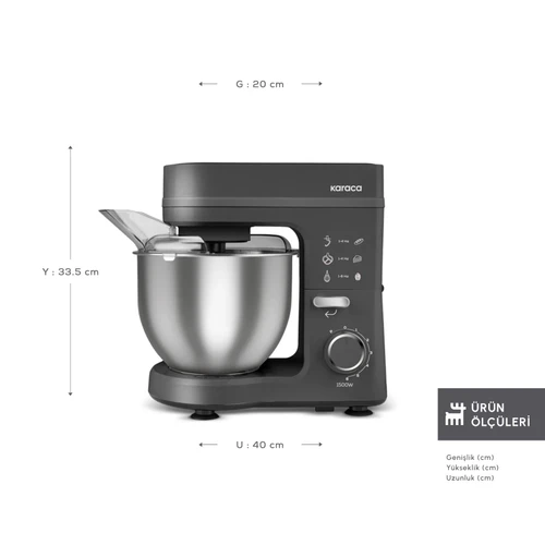 Karaca Maestrochef Stella Hamur Yoğurma Makinesi Space Gray 1500W 5L