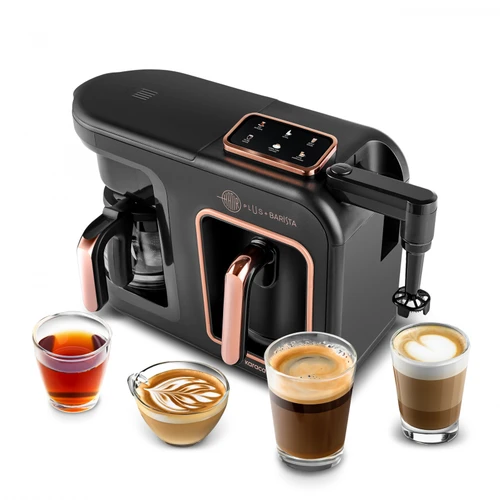 Karaca Hatır Plus Barista 6 in 1 Latte Cappuccino ve Közde Türk Kahve Makinesi Black Copper