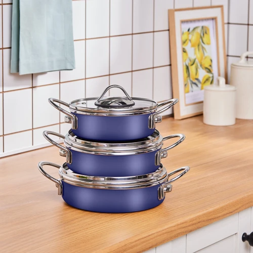 Karaca Ateş Emaye 6 Parça Omlet Set Lacivert