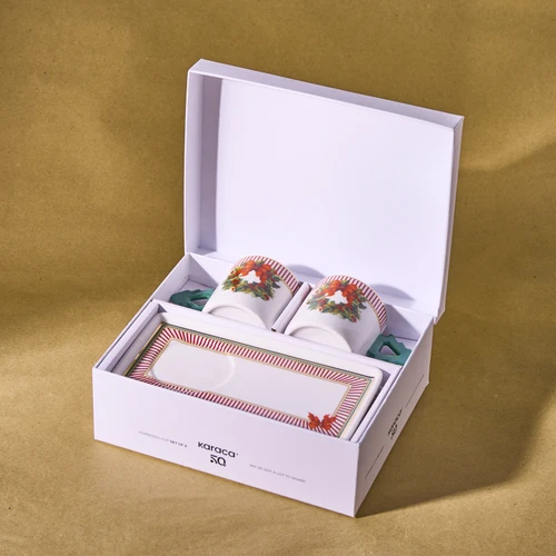 Karaca New Year Yılbaşı Çelenk 2 Kişilik Kahve Fincanı 100 Ml 