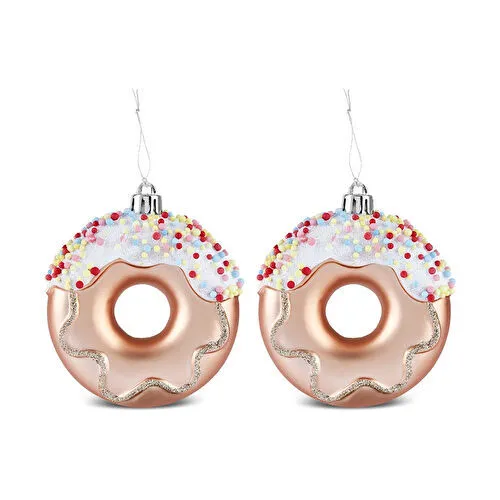 Karaca New Year Yılbaşı 2'li Set Donut Ağaç Süsü Pembe 8.5 cm