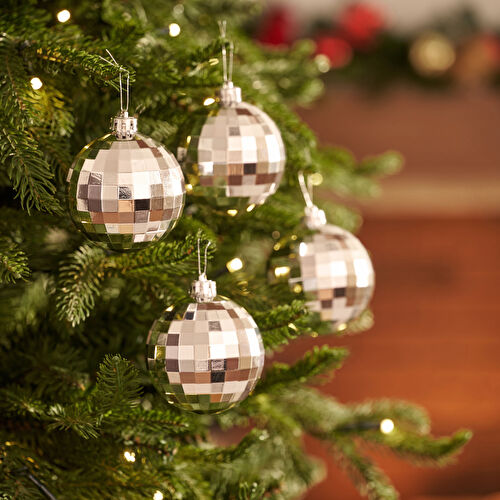Karaca New Year Yılbaşı 2'li Set Disko Topu Ağaç Süsü Silver 8 cm