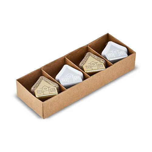 Karaca New Year Yılbaşı 4'lü Set Ev Figürü Ağaç Süsü Gold ve Silver 6.5 cm