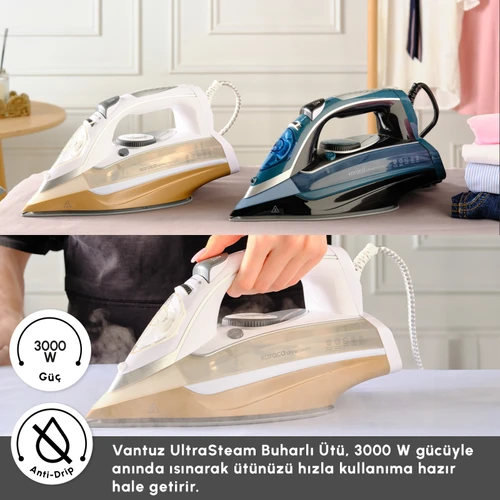 Karaca Vantuz Ultrasteam Buharlı Ütü White