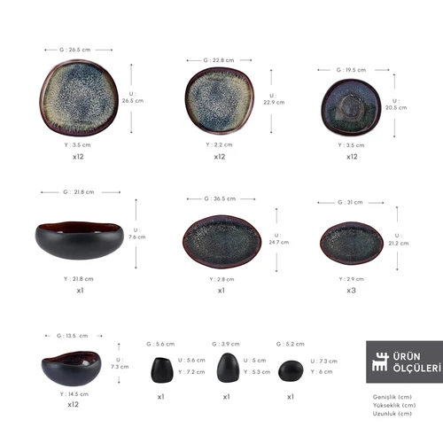 Karaca Earth Collection Galactic 55 Parça 12 Kişilik Yemek Takımı Siyah