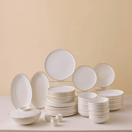 Karaca Fine Bone Meridian 55 Parça 12 Kişilik Yemek Takımı Gold 