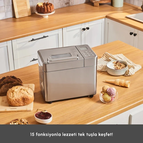 Karaca Bake Ice Inox 15 in 1 Çok Fonksiyonlu Dondurma, Reçel, Yoğurt, Hamur Yoğurma ve  Ekmek Yapma Makinesi