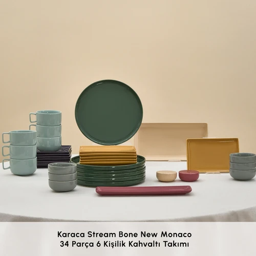 Karaca Stream Bone New Monaco 34 Parça 6 Kişilik Kahvaltı Takımı