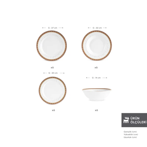 Karaca Elegance Bone Suzan 24 Parça 6 Kişilik Yemek Takımı