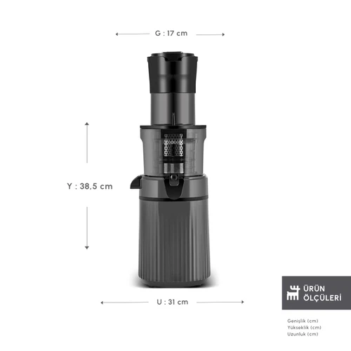 Karaca Fresh Press Slow Juicer Yavaş Sıkım Katı Meyve Sıkacağı Antrasit
