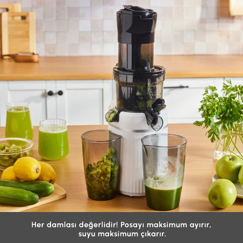 Karaca Fresh Press Slow Juicer Yavaş Sıkım Katı Meyve Sıkacağı Cream