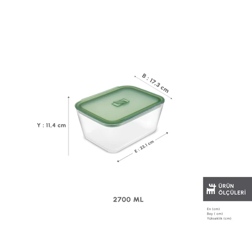 Karaca Green Dikdörtgen Saklama Kabı 2700 ml
