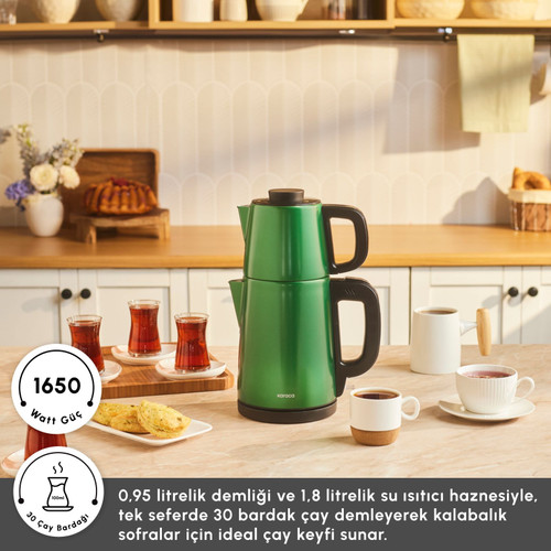 Karaca Tea Break 2 in 1 Çelik Çay Makinesi Emerald Green