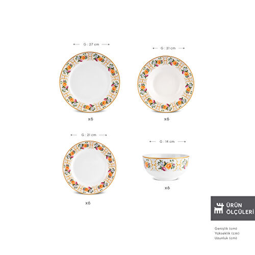 Karaca Forever Bone Viyan 24 Parça 6 Kişilik Yemek Takımı