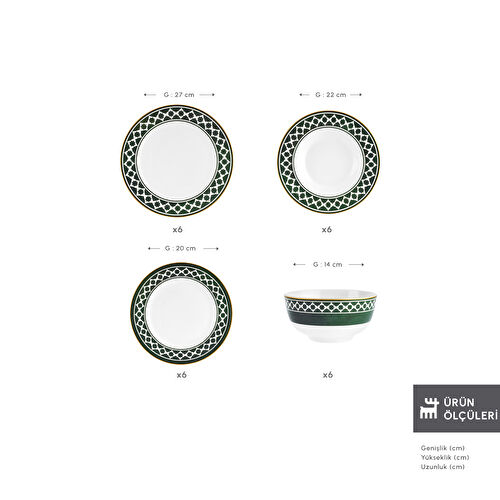 Karaca Forever Bone Bangu 24 Parça 6 Kişilik Yemek Takımı 