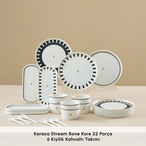 Karaca Stream Bone Kore 22 Parça 6 Kişilik Kahvaltı Takımı
