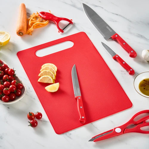 Karaca Sharp 4 in 1 6 Parça Kesme Tahtalı Bıçak Seti Kırmızı
