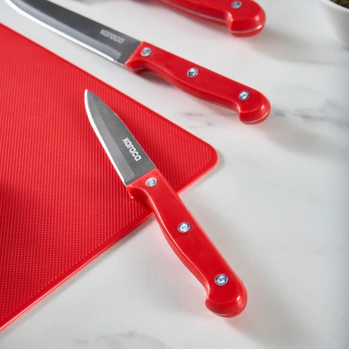 Karaca Sharp 4 in 1 6 Parça Kesme Tahtalı Bıçak Seti Kırmızı