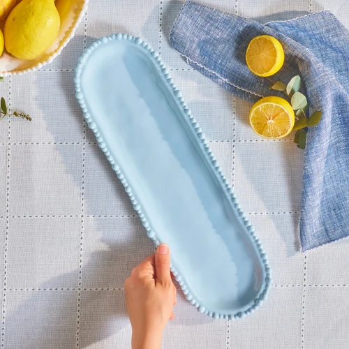 Karaca Perla Melamin Kayık Tabak 44 cm Mavi