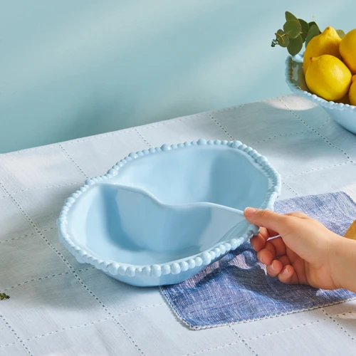 Karaca Perla Melamin Bölmeli Çerezlik Oval 33 cm Mavi