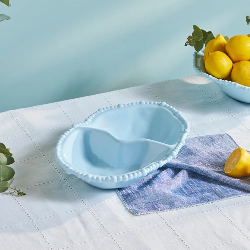Karaca Perla Melamin Bölmeli Çerezlik Oval 33 cm Mavi