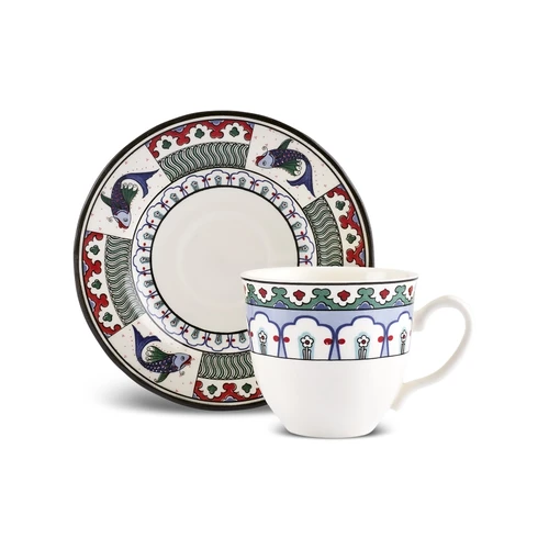 Karaca İznik Çini Çay Fincanı ve Tabağı 200 ml