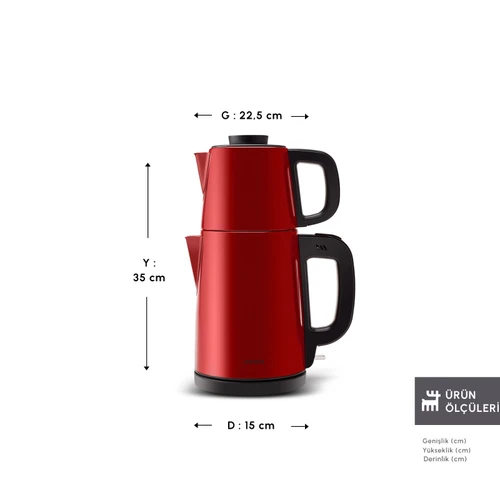 Karaca Tea Break 2 in 1 Çelik Çay Makinesi Rudolph Red