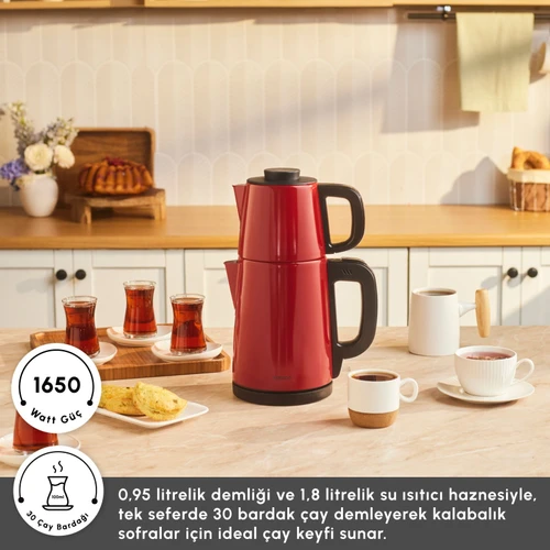 Karaca Tea Break 2 in 1 Çelik Çay Makinesi Rudolph Red
