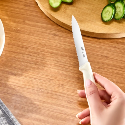 Dr. Inox Tırtıklı Sebze Bçağı Krem 21 cm