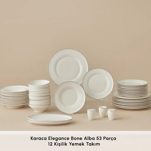 Karaca Elegance Bone Alba 53 Parça 12 Kişilik Yemek Takımı