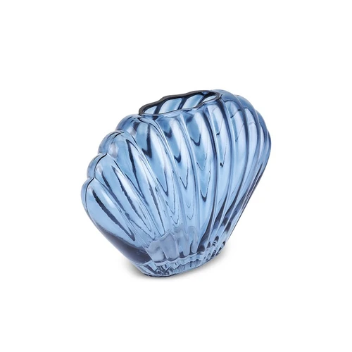 Karaca Marine Denız Kabuğu Cam Vazo Mavi 18x10,5x24 cm