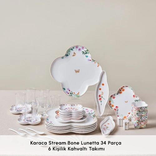 Karaca Stream Bone Lunetta 34 Parça 6 Kişilik Kahvaltı Takımı