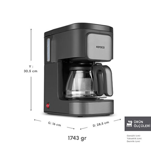 Karaca Just Coffee Aroma 2 in 1 Filtre Kahve Makinesi Space Gray 