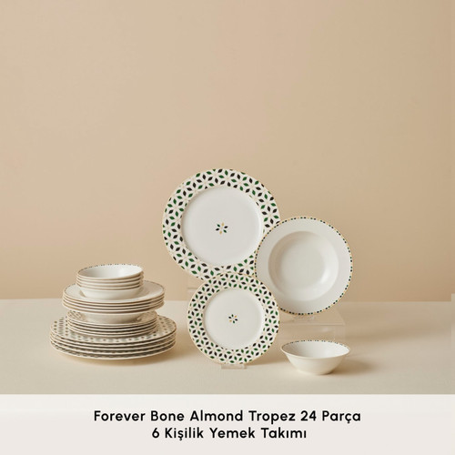 Karaca Forever Bone Almond Tropez 24 Parça 6 Kişilik Yemek Takımı