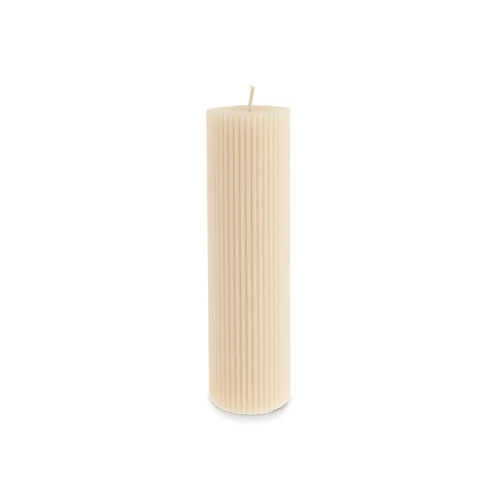 Karaca Striped Tırtıklı Sütun Mum 20 cm Bej