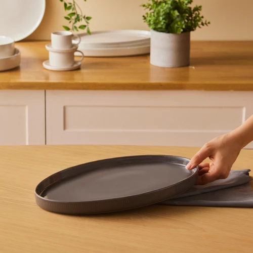 Karaca Massimo Antrasit Kayık Tabak 35 cm